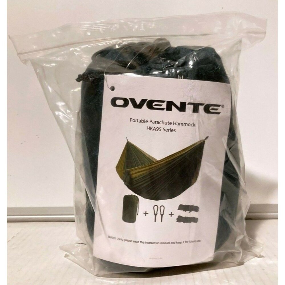 Ovente Portable Parachute-Grade Nylon Hammock 485-lb Capacity+Carabiner+Rope+Bag